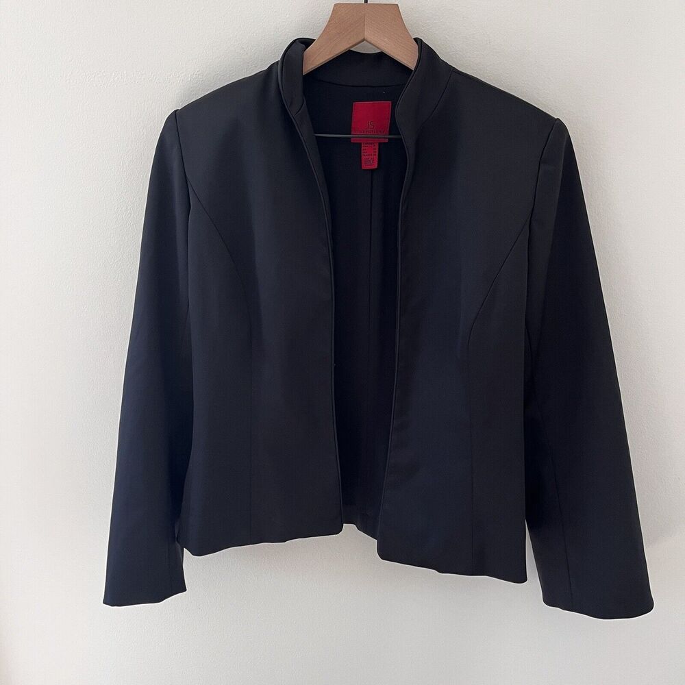 JS Collection Black Short Jacket Blazer Satin - Size 8
